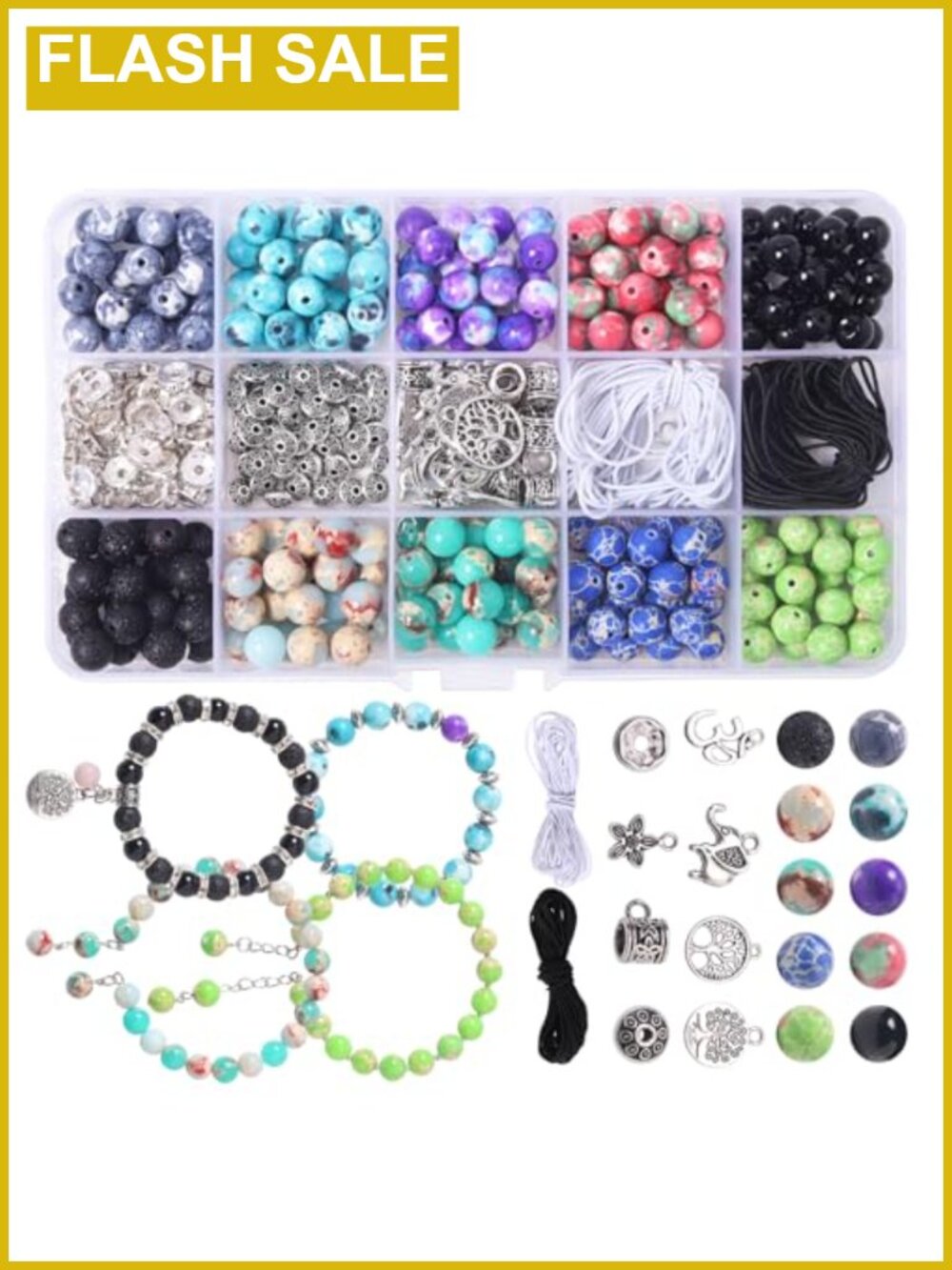 8mm Natural Stone Beads Jewelry Making Kit Bracelet DIY 438pc